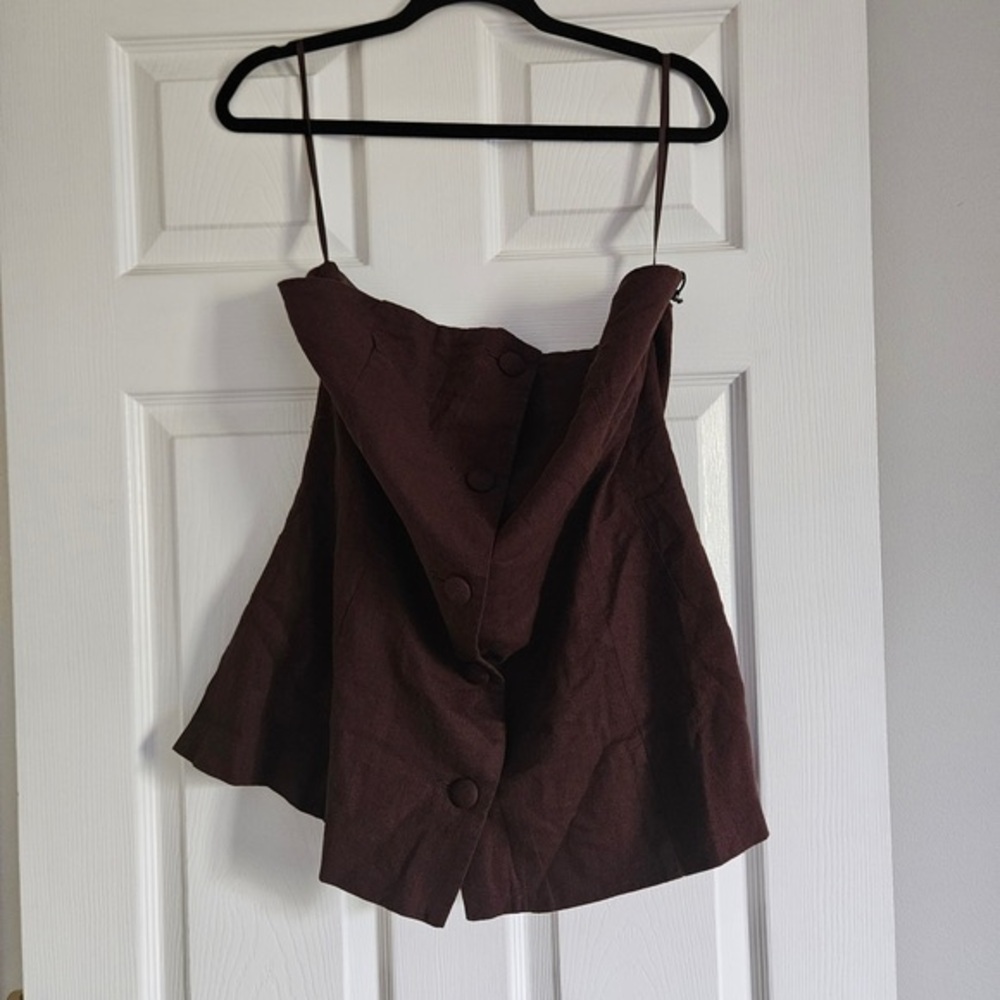 Bailey 44 Brown A-Line High-Waist Skort with Covered Buttons